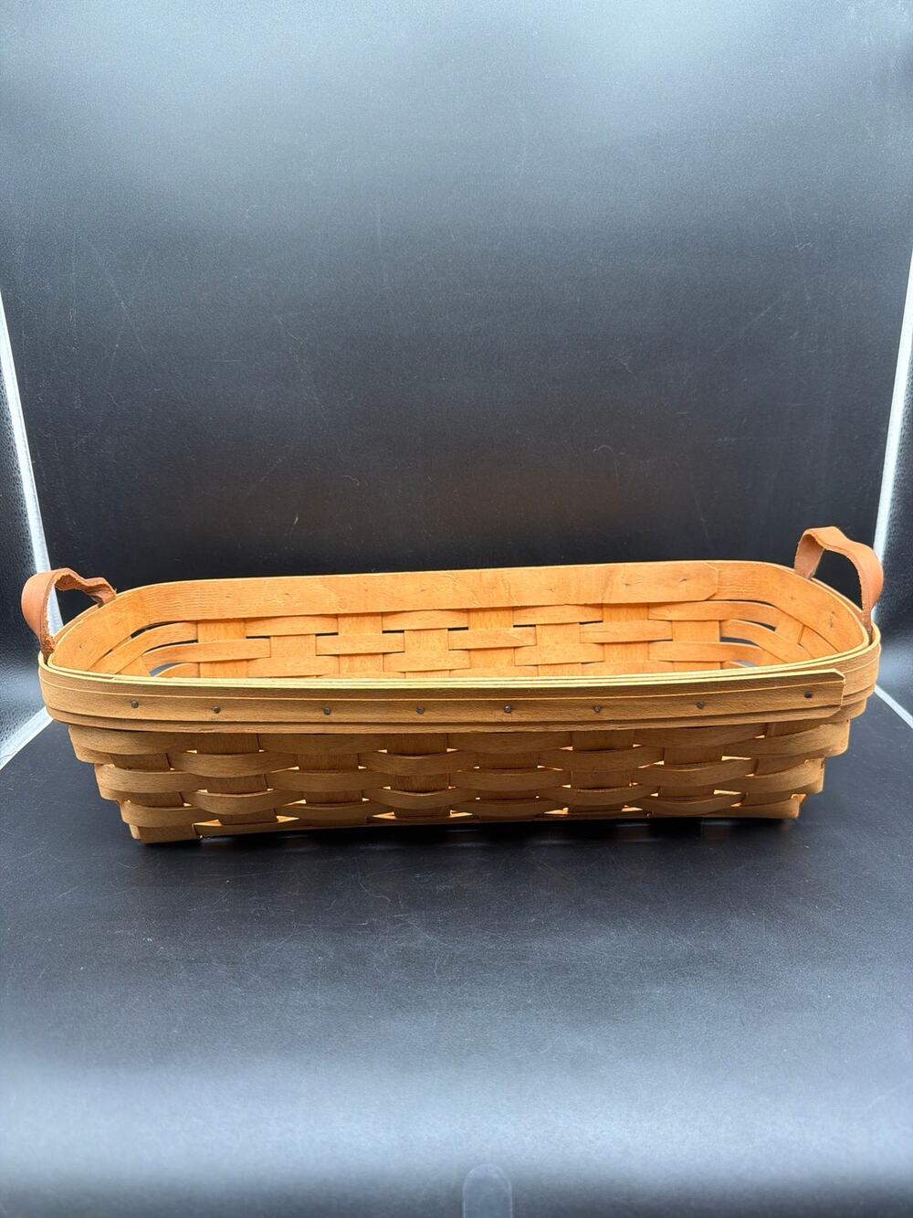 Vintage Longaberger 1995 Large Market Basket 17" x 8" x 4" Leather Handles USA